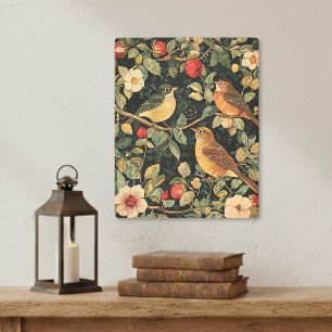 Vintage William Morris Cottage Core Floral Birds Metal Print