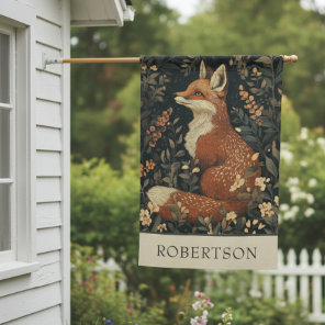 Vintage William Morris Cottage Core Fox  Name House Flag
