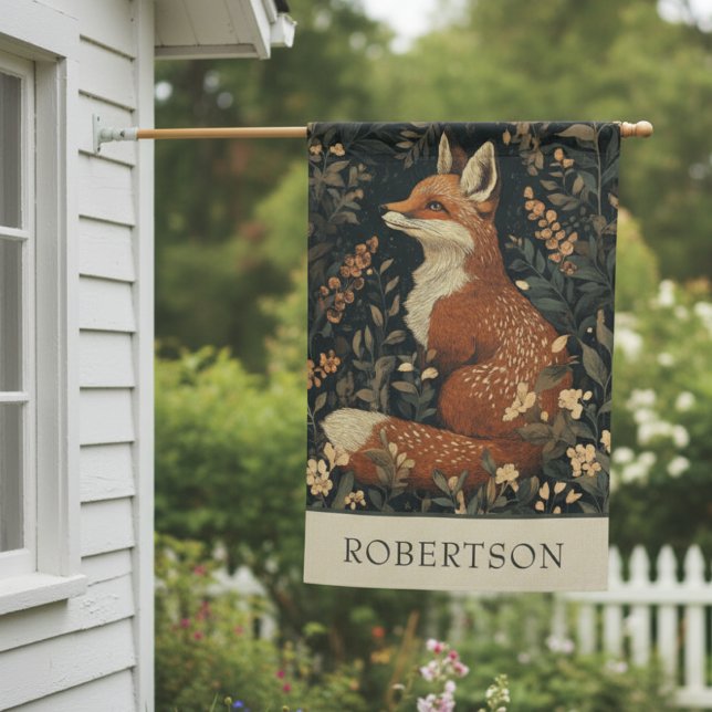 Vintage William Morris Cottage Core Fox  Name House Flag (Creator Uploaded)