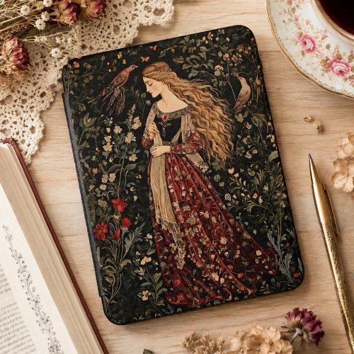 Vintage William Morris Cottage Core Medieval Woman Kindle Cover