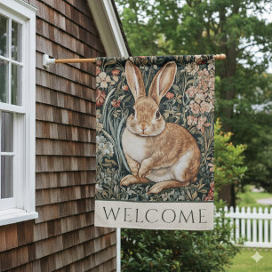 Vintage William Morris Cottage Core Rabbit Floral House Flag