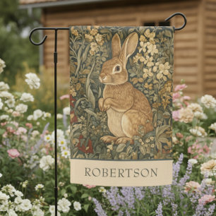 Vintage William Morris Cottage Core Rabbit Name Garden Flag