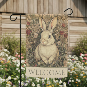 Vintage William Morris Cottage Core Tan Rabbit Garden Flag