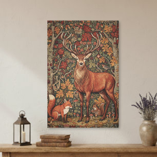Vintage William Morris Cottage Deer Fall Canvas Print