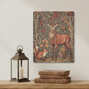 Vintage William Morris Cottage Deer Fall Metal Print