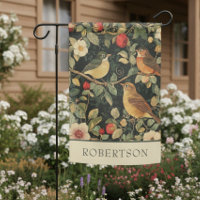 Vintage William Morris Cottage Floral Birds Name