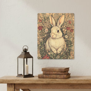 Vintage William Morris Cottage Tan Rabbit Metal Print