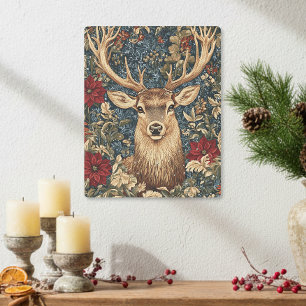 Vintage William Morris Cottage Winter Deer Metal Print