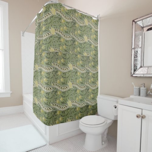 Vintage William Morris Daffodil Floral Yellow  Shower Curtain
