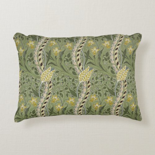 Vintage William Morris Daffodil Flowers Yellow   Accent Pillow