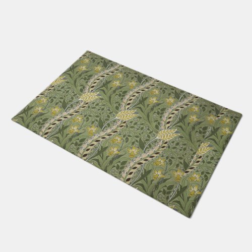 Vintage William Morris Daffodil Flowers Yellow Doormat