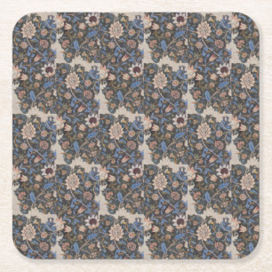 Vintage William Morris Evenlode Textile Design Square Paper Coaster