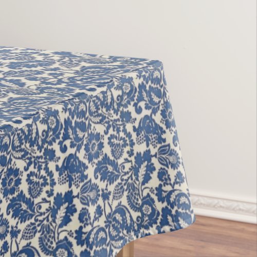 Vintage William Morris Floral Pattern Blue White Tablecloth