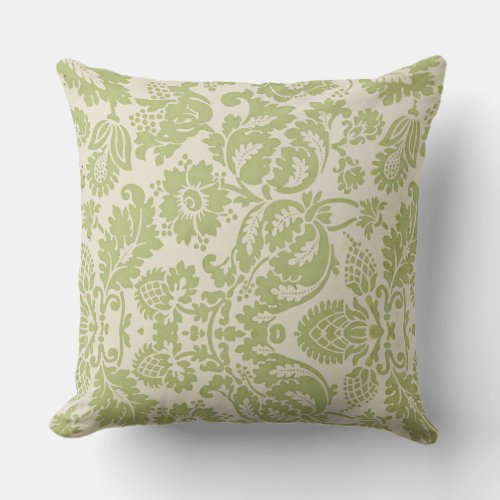 Vintage William Morris Floral Pattern Green   Lumb Throw Pillow