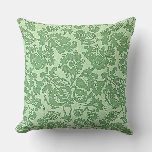 Vintage William Morris Floral Pattern Green   Throw Pillow