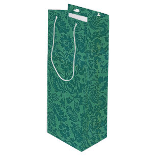 Vintage William Morris Floral Pattern Green Wine Gift Bag