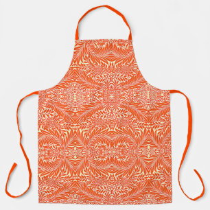 Vintage William Morris Floral Pattern White Orange Apron