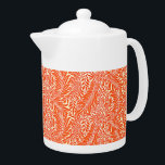Vintage William Morris Floral Pattern White Orange Teapot<br><div class="desc">Decorating this product is a beautiful 19th century floral wallpaper pattern created by British textile designer and manufacturer William Morris who lived during the Victorian period - the pattern features an attractive mix of swirling leaves and hovering flowers.</div>