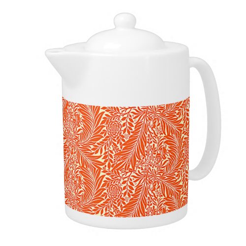 Vintage William Morris Floral Pattern White Orange Teapot