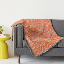 Vintage William Morris Floral Pattern White Orange
