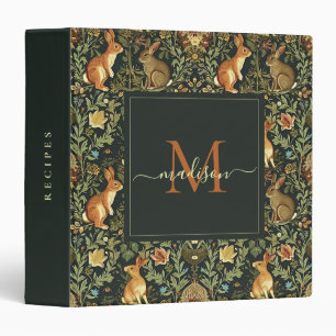 Vintage William Morris Floral Rabbit Recipes 3 Ring Binder