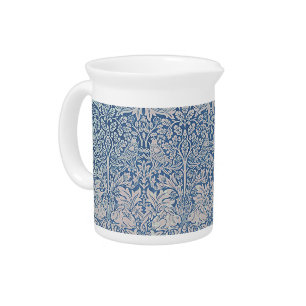 Vintage William Morris Forest Rabbit Bird Foliage  Beverage Pitcher