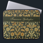 Vintage William Morris Gold Floral Laptop Sleeve<br><div class="desc">This simple yet elegant design features a William Morris inspired tan,  gold and black floral pattern. Protect your laptop or tablet in style! Add a name to personalize it. Makes a great Christmas or Mother's Day gift. Created by Simply Farmhouse Press.</div>