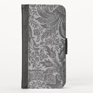 Vintage William Morris Gray Botanical iPhone XS Wallet Case