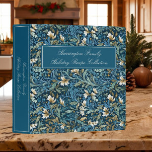 Vintage William Morris Holiday Blue Recipe 3 Ring Binder