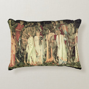 Vintage William Morris Holy Grail Knights Accent Pillow