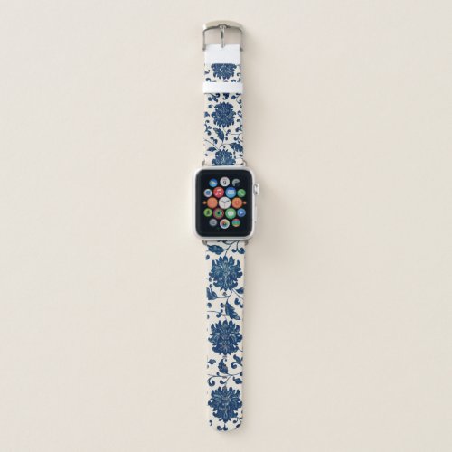 Vintage William Morris inspired Blue Flower  Apple Watch Band
