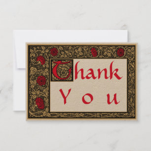 Vintage William Morris Kelmscott Press Floral Rose Thank You Card