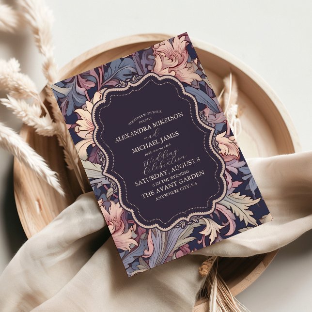 Vintage William Morris Lavender Wedding Invitation (Creator Uploaded)