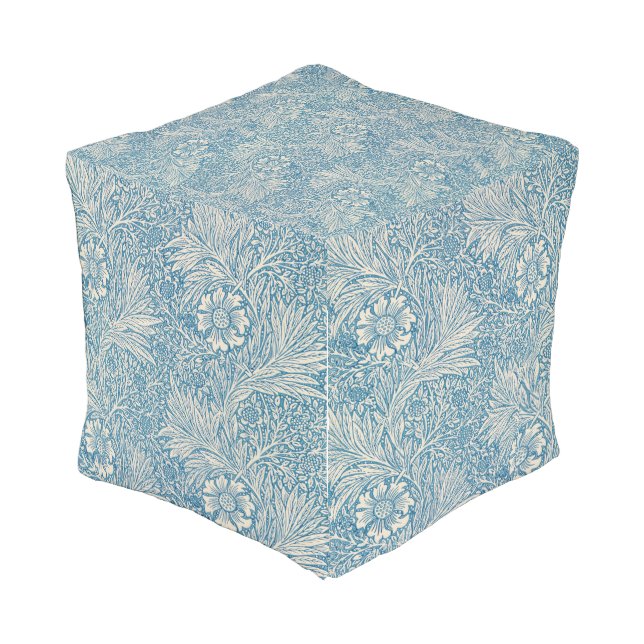 Vintage William Morris Marigold Outdoor Pouf (Angled Back)