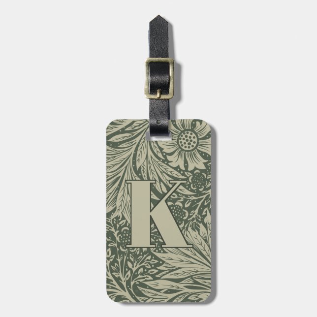 Vintage William Morris Marigold Pattern Luggage Tag (Front Vertical)