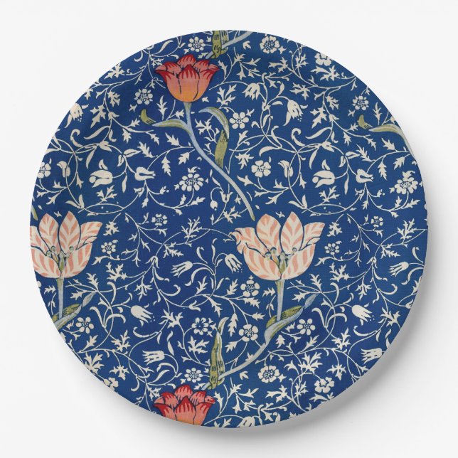 Vintage William Morris Medway Floral Antique 1885 Paper Plates (Front)