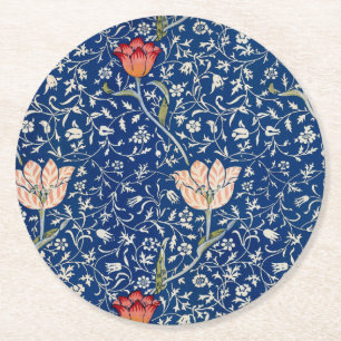 Vintage William Morris Medway Floral Antique 1885 Round Paper Coaster