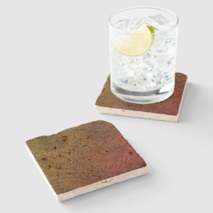 Vintage William Morris Orange Larkspur Botanical Stone Coaster