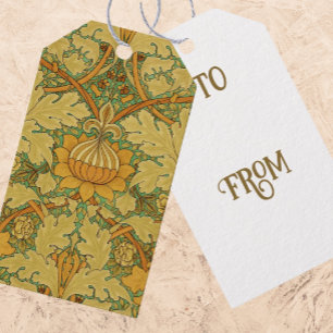 Vintage William Morris Orange Yellow Green Gift Tags