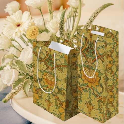 Vintage William Morris Orange Yellow Green Medium Gift Bag