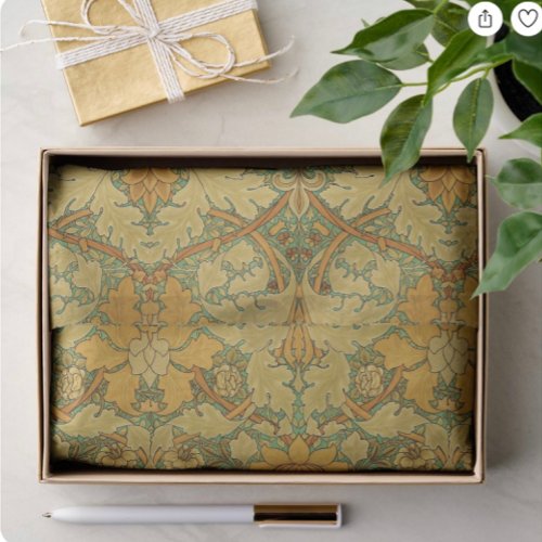 Vintage William Morris Orange Yellow Green Tissue Paper