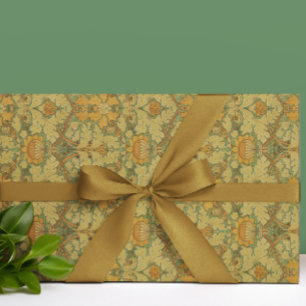 Vintage William Morris Orange Yellow Green Wrapping Paper