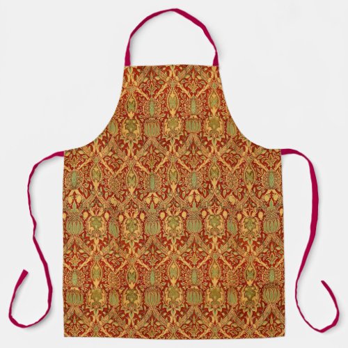 Vintage William Morris Pattern Red Turquoise Gold Apron