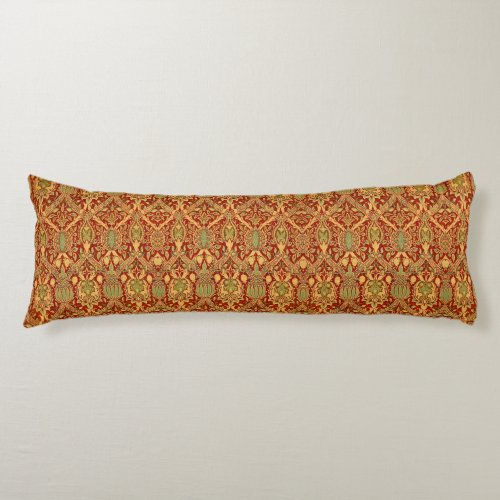 Vintage William Morris Pattern Red Turquoise Gold Body Pillow