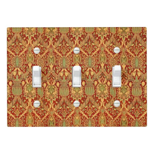 Vintage William Morris Pattern Red Turquoise Gold Light Switch Cover