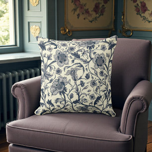 Vintage William Morris Pattern Throw Pillow