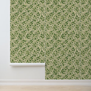 Vintage William Morris Patterns Floral Green Wallpaper