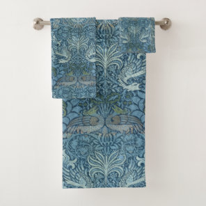 Vintage William Morris Peacock and Dragon Bath Towel Set