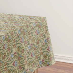 Vintage William Morris Pink Blue Brocade Tablecloth