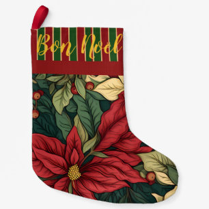 Vintage William Morris Poinsettia Personalized Small Christmas Stocking